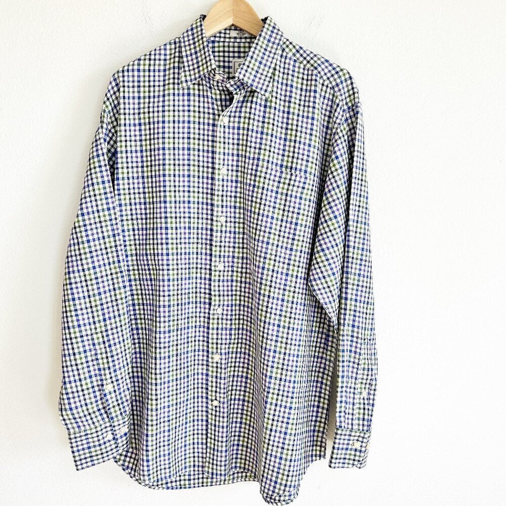 Peter Millar Shirt Gingham Check Long Sleeve Button Down Golf Preppy